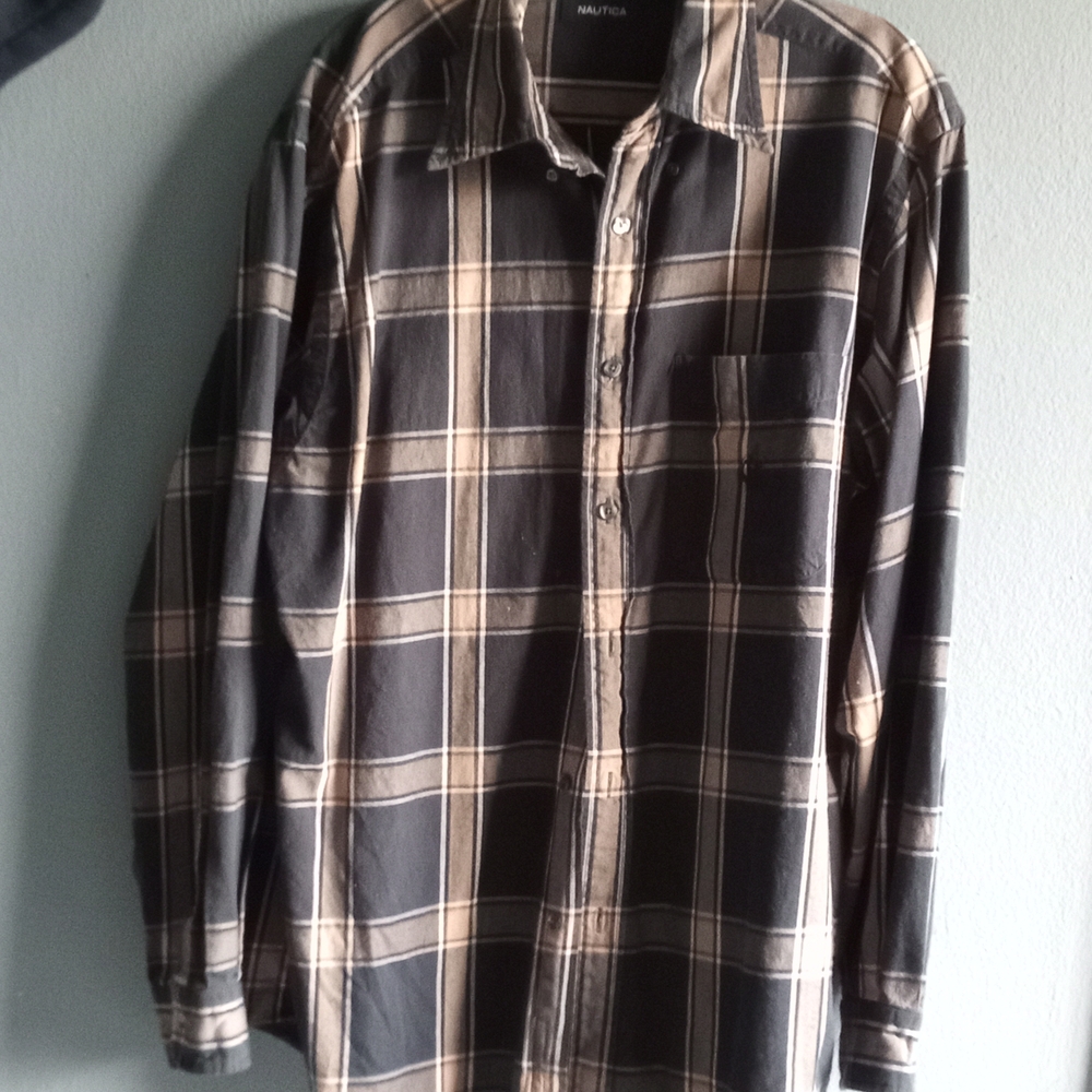 Nautica Men's Black Plaid Shirt